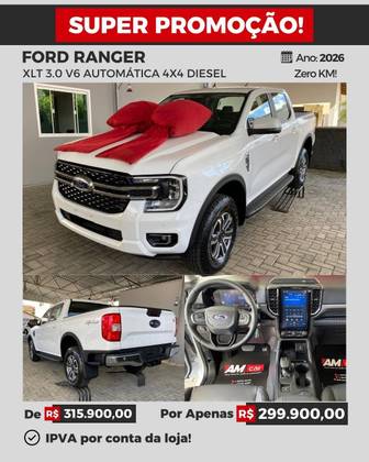 FORD RANGER 3.0 V6 TURBO DIESEL CD XLT 4X4 AUTOMÁTICO FORD RANGER 3.0 V6 TURBO DIESEL CD XLT 4X4 AUTOMÁTICO